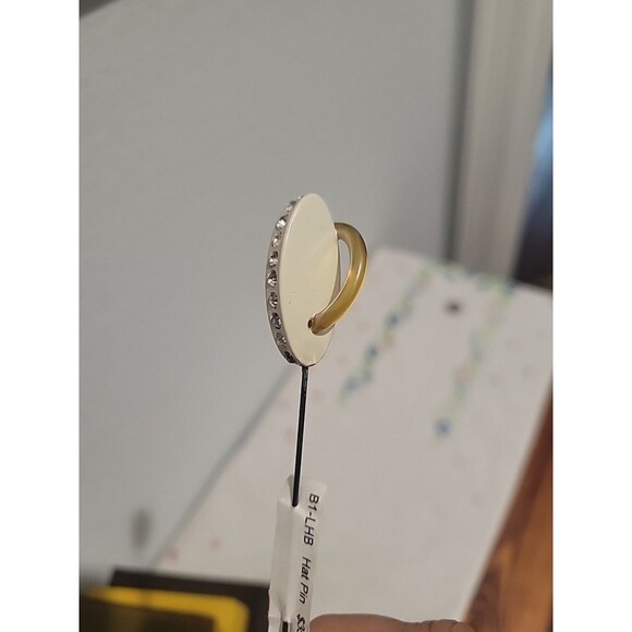 Vintage Celluloid Stick/Hat Pin-Art Deco Style-Clear Rhinestones Atlas Shrugged - Picture 3 of 10